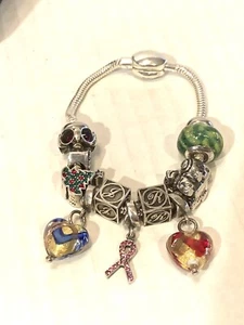 Michael Anthony charm memory bracelet with Murano Made in Italy Fine Jewelry - Picture 1 of 10