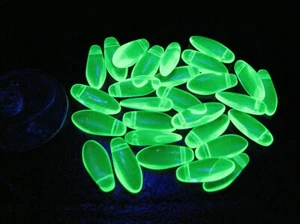 URANIUM Yellow pressed glass Dagger Beads 5x12mm (50pcs) - Picture 1 of 2