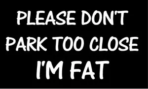 Please Don't Park Too Close I'm Fat Vinyl Decal sticker truck car laptop window - Picture 1 of 1