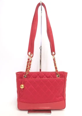 Bolso de Hombro Chanel Matelasse Cuero Algodón Doble Cadena #30842 Foto 1 de 4