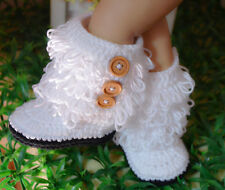 HANDMADE Newborn Baby Crochet Knit ×Loop de Booties× Boots Shoes 0-6 months 