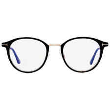 Tom Ford Blue Light Block Round Unisex Eyeglasses FT5528-B 002 49 FT5528-B 002