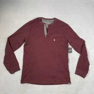 Eddie Bauer Henley Shirt Men's Size Small Red Knit Thermal Long Sleeve - Picture 1 of 9