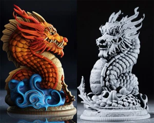 Chinese Dragon 3D Printing Unpainted Figure Model GK Blank Kit New 20cm In Stock - Picture 1 of 4