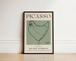 Die Henne Pablo Picasso Tierdruck grün Wandbild Strichzeichnung Poster Geschenke - Bild 1 von 14