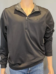 MENS UNDER ARMOUR SIZE M COLD GEAR LONG SLEEVE 1/4 ZIP UP BLACK PULLOVER EUC - Picture 1 of 8