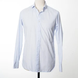 Z ZEGNA Dress Shirt White Diamond Print Poplin Cotton Size 38/15 - Picture 1 of 5
