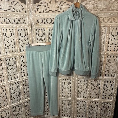 Chándal Y2K Escada Sport Verde Menta y Crema Terciopelo Bordado Tigre Cremallera Completa Foto 1 de 4