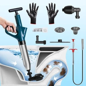 High Pressure Toilet Air Plunger Kit Air Toilet Unclogger Air Drain Blaster Kit - Bild 1 von 10