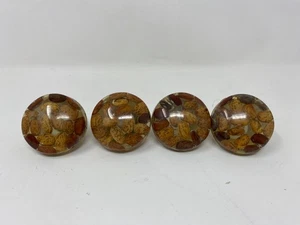 Set of 4 Vintage Cabinet Drawer Pulls / Knobs Lucite Resin Pinto Beans - Picture 1 of 14