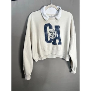 Hollister Women's Southern California Collared Cream Crewneck Sweatshirt Sz M - Picture 1 of 11