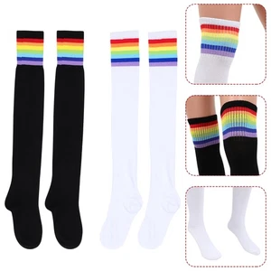 2 Pairs Sports Long Socks Women's Knee-high Warm Stockings Clothing Accessories - Picture 1 of 12