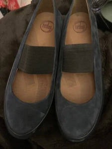 FITFLOP Women's Due Mary Jane Shoe Size 42 -11 USBlue Suede Slip On NWT - Picture 1 of 4