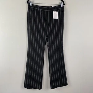 Express Editor Low Rise Flare Dress Pants Size 6 Black White Stripe - Picture 1 of 10