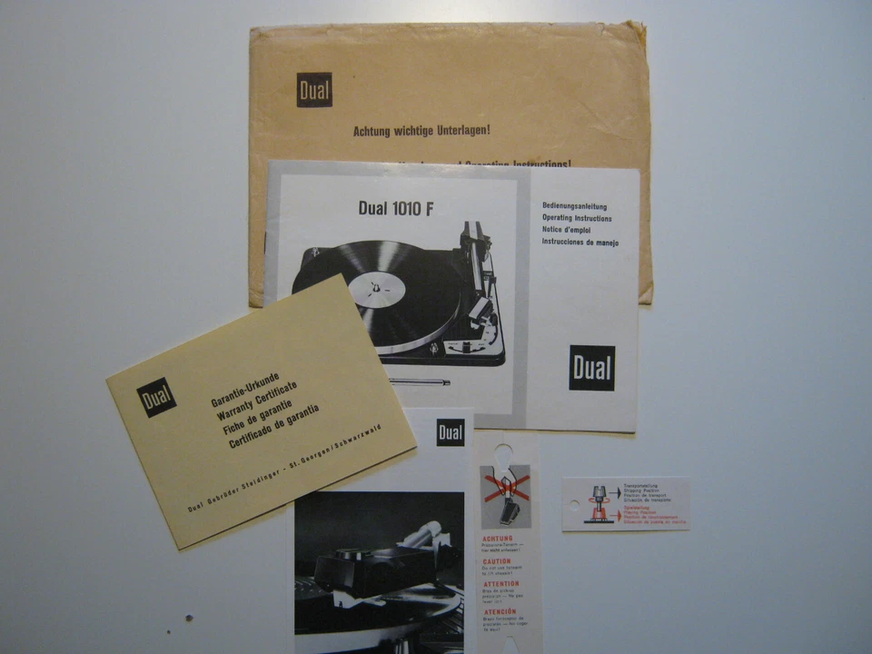 Dual 1010 F Bedienungsanleitung 1968 Garantie Nadelprospekt TOP Plattenspieler - Bild 1 von 1