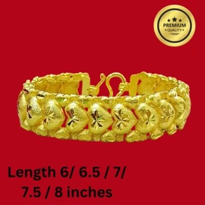 Heart Link 22K 23K 24K THAI BAHT YELLOW GOLD  Bracelet Jewelry Women - Bild 1 von 6