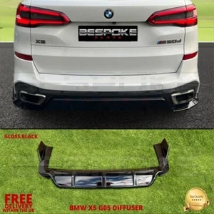 FÜR BMW X5 G05 M SPORT HECKSTOßSTANGE GLANZ SCHWARZ DIFFUSOR SPOILER VERLÄNGERUNG 2018+ - Bild 1 von 6