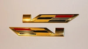 2pcs V Gold Colour Car Badge Emblems - Picture 1 of 2