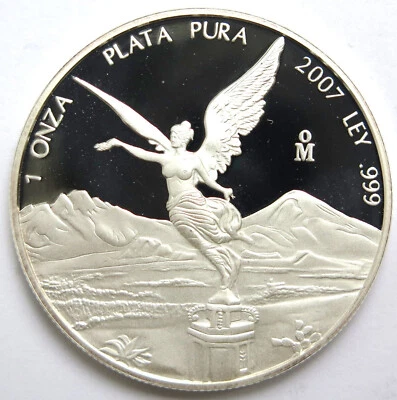 [R3850] 1 Oncia 999 Argento 2007 Libertad, Messico - Immagine 1 di 2