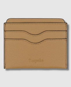 Bespoke Men's Beige Pebble Genuine Leather Card Case Wallet - Picture 1 of 1