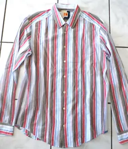 Hugo Boss Orange Colombia Shirt Button front Striped XL F81 - Picture 1 of 7