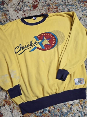 Vintage 90's Converse Chuck Taylor Pullover Crewneck Sweatshirt Size XL FLAWS - Image 1 of 4