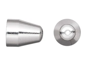 100 Silver Plated Brass 8x6mm Cone Seamless Terminator with 5.5mm Inside - Picture 1 of 2