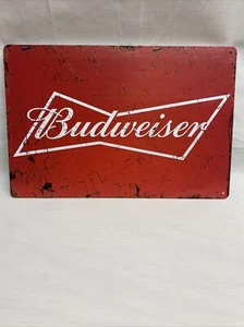 Letrero de cerveza Budweiser estilo vintage Anheuser Busch rey de las cervezas - Imagen 1 de 2