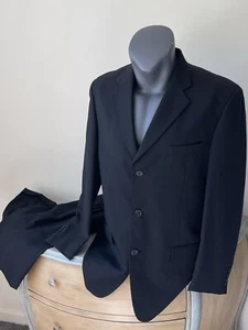 Versini 100% Wool Black 2-Piece Suit Size 42L 3-Button Jacket 38 Pants Korea - Picture 1 of 13