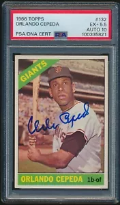 ORLANDO CEPEDA #132 1966 Topps Baseball PSA/DNA AUTO 10 PSA 5.5 GIANTS - Picture 1 of 2