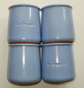 Set of 4 La Fermiere Glazed Terra Cotta 5 oz Pots, Periwinkle Blue - Picture 1 of 4