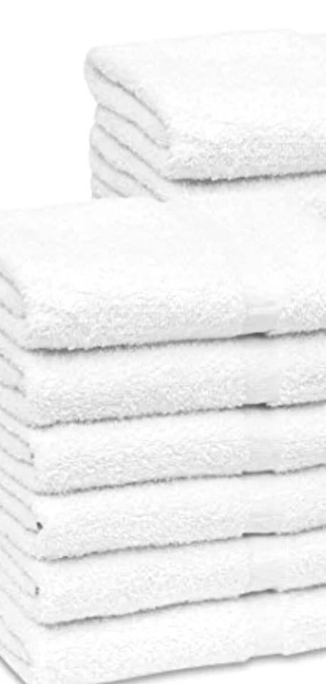 Paquete de 12 toallas de baño blancas 22x44 pulgadas Económico 100 % algodón 6 lb. hotel gimnasio spa salón  Foto 1 de 2
