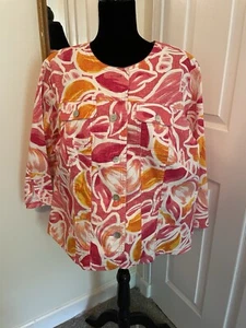 Giacca blazer Hearts Of Palm rosa arancione, maniche 3/4 taglia 20W Golden Girls - Foto 1 di 7
