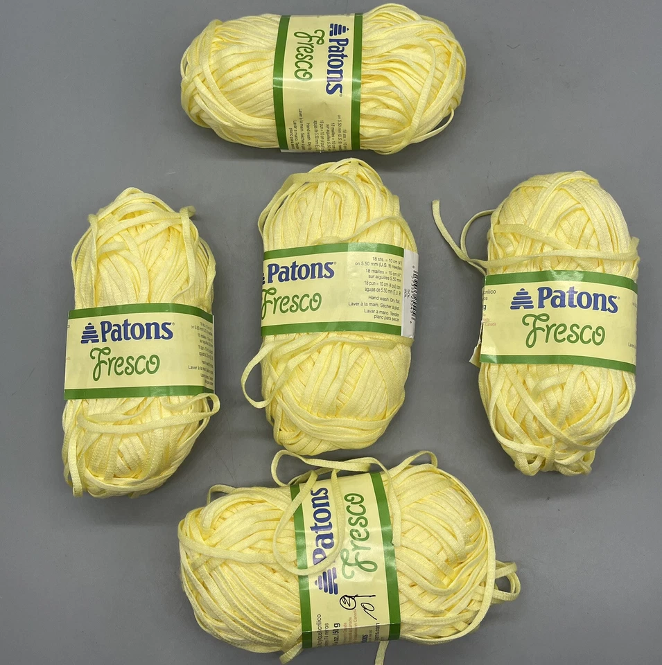 Patons Fresco Ribbon Sol Yellow Crochet Knit Craft Yarn Fast