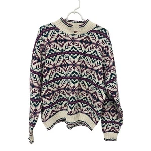American Eagle Outfitters Vtg Pullover Sweater Women Large Multi Knit Mock Neck - Picture 1 of 7
