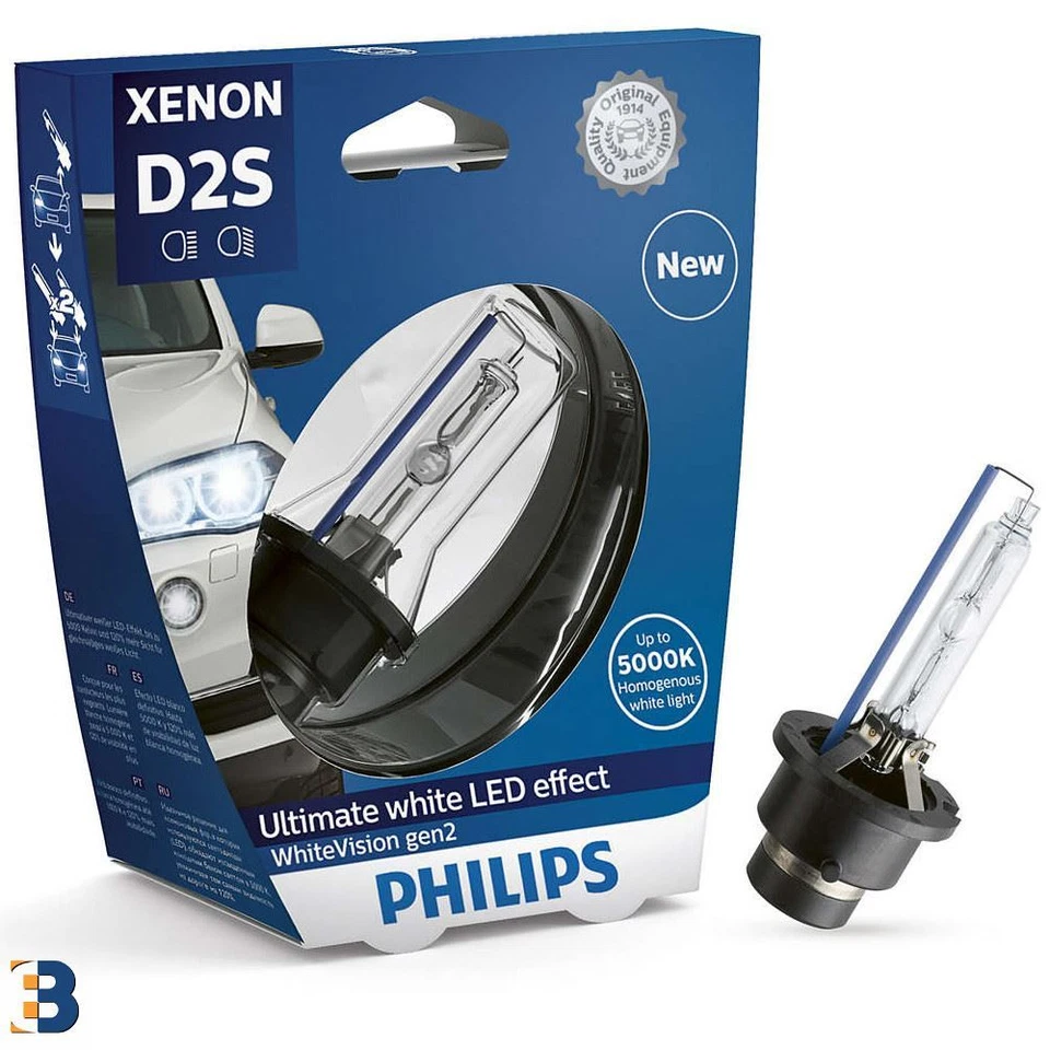 D2S Philips White Vision Gen2 85V 35W Xenon Car Lamp 85122whv2s1 5000K 1 Piece - Image 1 of 1