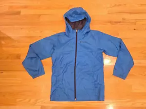 Preowned Columbia Boys Full Zip Wind Rain Jacket Blue L 14/16 Hooded Lightweight - Picture 1 of 4