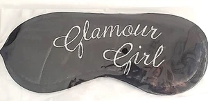 Black Satin EMBROIDERED Sleep Mask with Elastic Headband - GLAMOUR GIRL - Picture 1 of 1
