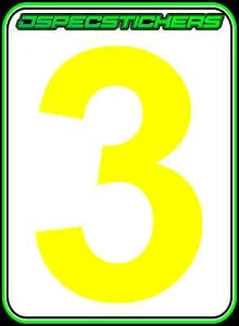 CAMS RACE CAR NUMBER DAY GLO YELLOW #3 DRIFT RALLY CIRCUIT RACING MOTORSPORT - Picture 1 of 5