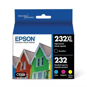 Original Epson 232XL Black / 232 Cyan Magenta Yellow High-Yield Ink Cartridges - Picture 1 of 27