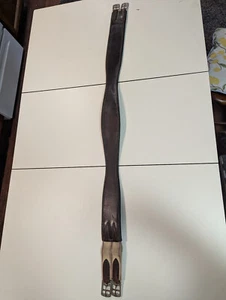 52" Brown Leather English Horse Girth with Elastic - Picture 1 of 2
