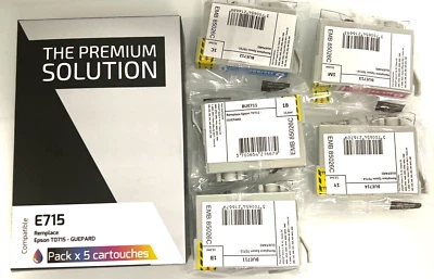 5 Patronen T0715 für EPSON Stylus schwarz magenta gelb cyan Druckerpatronen E715 - Bild 1 von 4