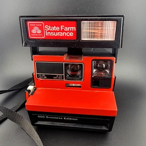 Vintage Polaroid 600 Business Edition State Farm rojo negro. Película PROBADA funciona - Imagen 1 de 11