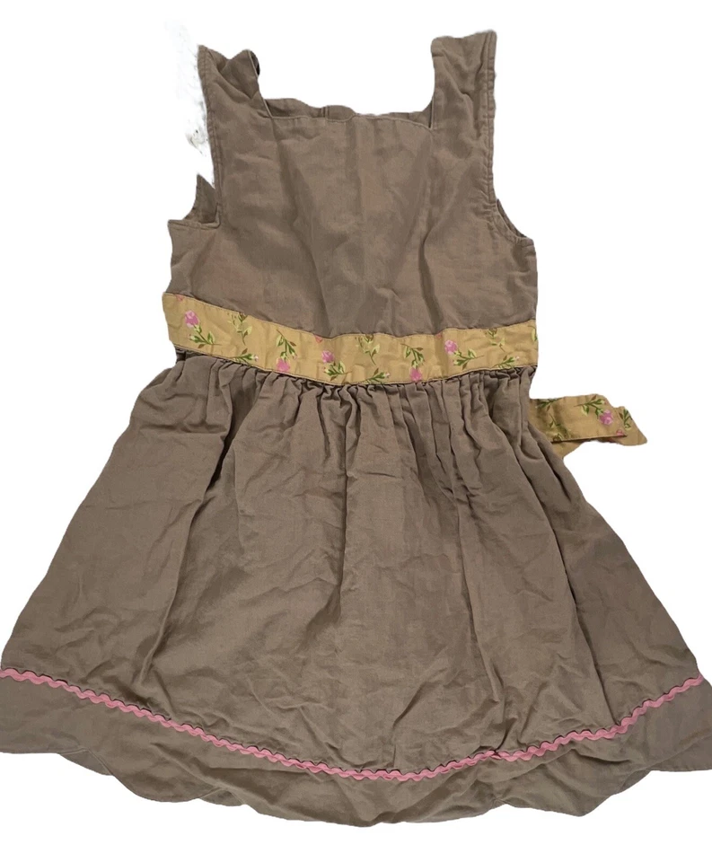 Matilda Jane Dress Girls 8 Happy & Free Vault Cayenne Love Me Tan Linen Lace - Image 1 of 4