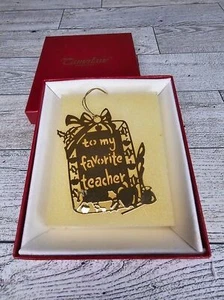 Camerlane 24kt Gold Finish "Favorite Teacher" Christmas Ornament NOS in Box - Picture 1 of 4