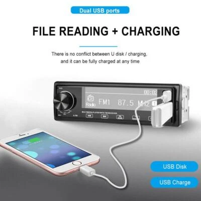 Car Stereo Radio Bluetooth MP3 USB AUX WAV SD In-Dash w/Remote FM/AM/RDS Player - Image 1 of 4