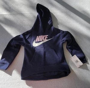 Nike Mädchen marineblau pink Swoosh Kapuzenpullover Sweatshirt Größe 6X NEU - Bild 1 von 9