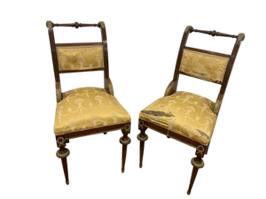 2 poltroncine sedie prestigiose Neoclassiche in mogano con bronzi dorati Fra... - Picture 1 of 4