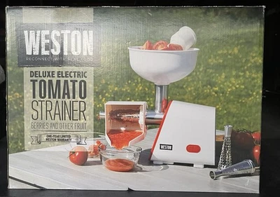 Weston Deluxe Electric Tomato Strainer White NEW - Image 1 of 4