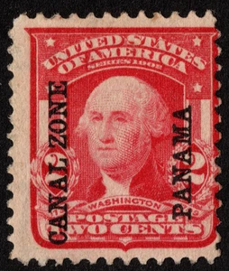 Canal Zone Stamp Scott # 5 Mint VG-F - 2 Cents Carmine George Washington Issue - Picture 1 of 1